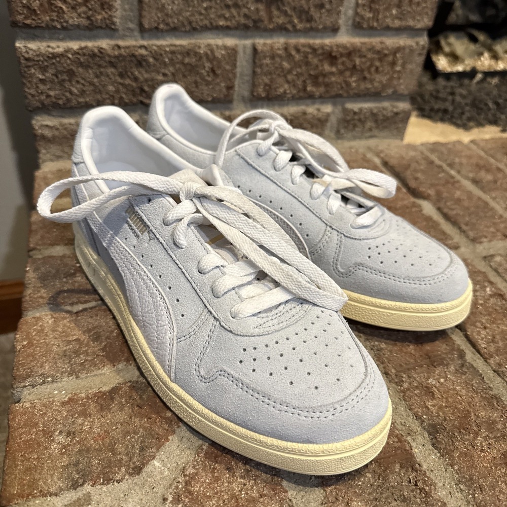 PUMA Palermo Light Blue Suede Low Top Sneakers Lace Up White Rubber Outsole #375